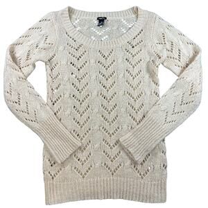 Rue21 Womens XL Light Pink Open Knit Pullover Sweater Chevron Pointelle